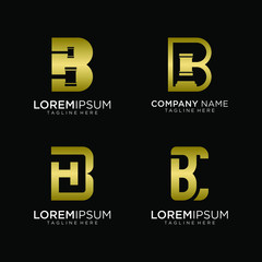 set monogram letter B logo template design