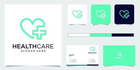 health care logo with love logo design template creative