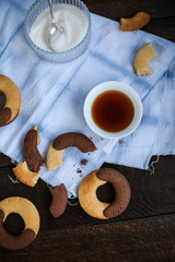 Chocolate chip cookies on the table. Italian bisquits.