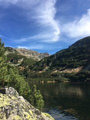 Mountain landscape with glacial lake.