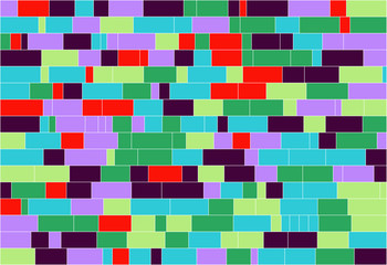 Nested, random sized multicolor rectangles with different sized borders, brick wall-like vector background for web, banner, presentations,wrapping paper etc.