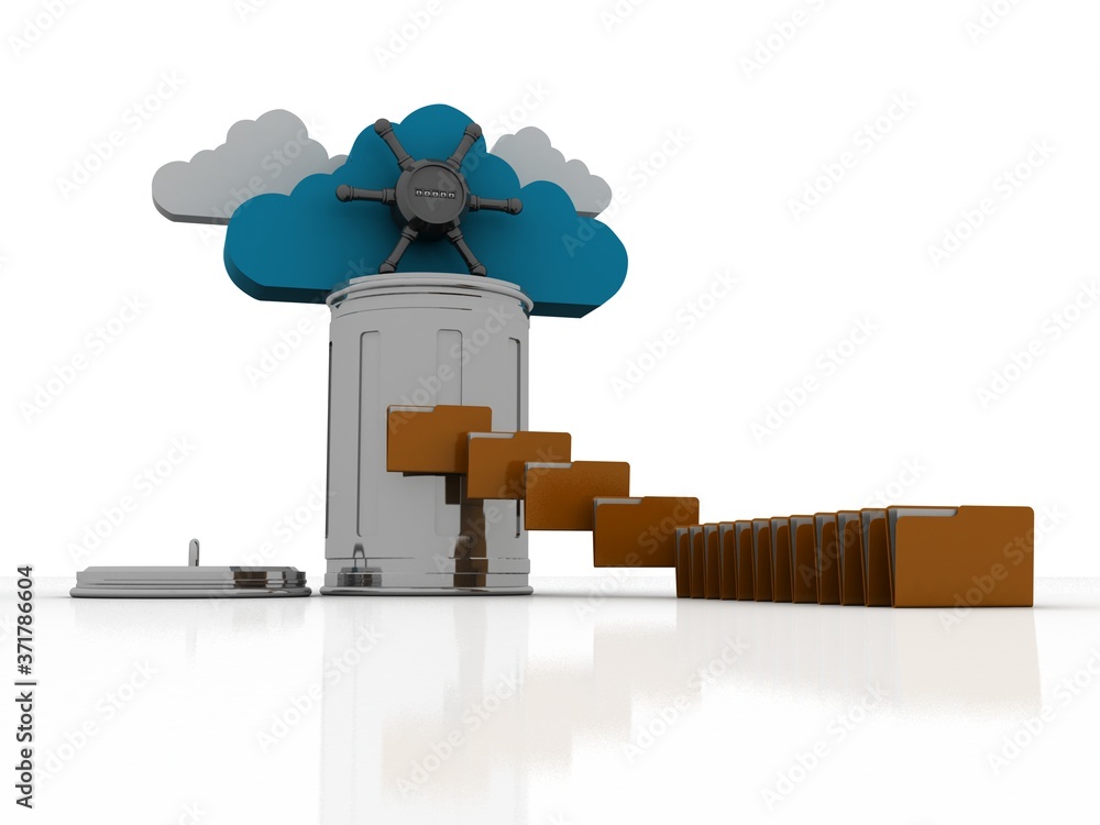 Poster 3d rendering cloud  folder storage lock