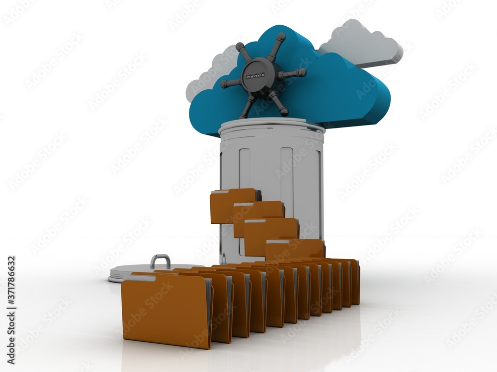 Poster 3d rendering cloud folder storage lock