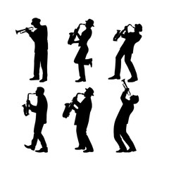 silhouette jazz musician set vector illustration - 371786614