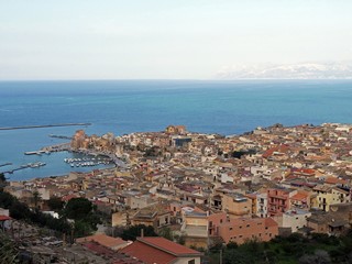 Fototapeta na wymiar View of Castellammare del Golfo, with Arab-Norman castell, Province of Trapani, Sicily, Italy