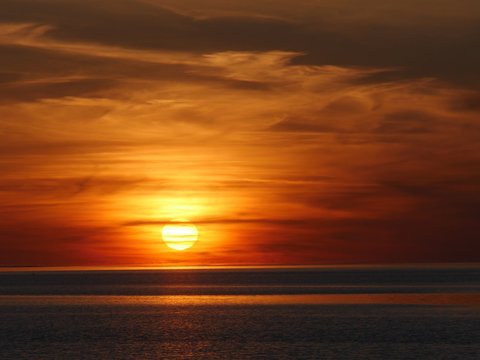 Sunset on the Sea, near Marsala in Sicily, Italy