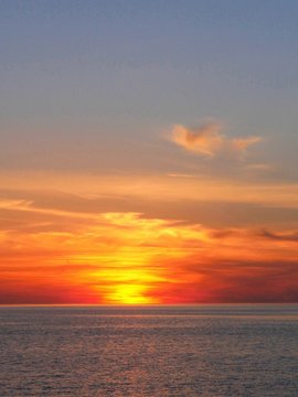 Sunset on the Sea, near Marsala in Sicily, Italy