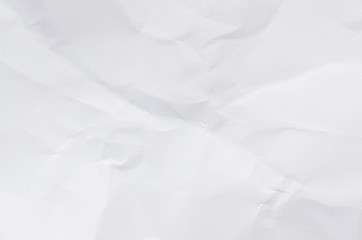 white crumpled paper texture background.
