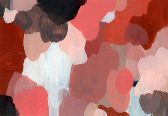 Abstract painting for creative design of posters, cards, invitations, banners, websites and wallpapers. Beautiful hand painted artwork. Trendy artistic style. Shades of red.