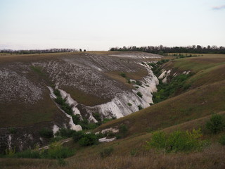 Divnogorsky Cretaceous Canyon, Voronezh Region, Russia at sunset