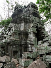Ruins at Ta Prohm Temple, Siem Reap Province, Angkor's Temple Complex Site listed as World Heritage by Unesco in 1192, built in 1186 by King Jayavarman VII, Cambodia