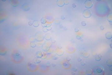 Lots of soap bubbles floating beautifully