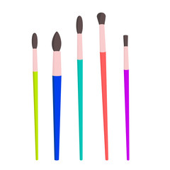 t A set of multi-colored brushes for painting, different shapes