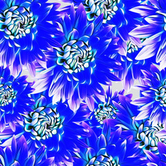 Dahlia flowers seamless pattern, watercolor illustration.