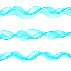 Vector set of blue waves. Abstract design elements.
