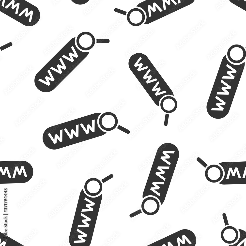 Aufkleber global search icon in flat style. website address vector illustration on white isolated background. 