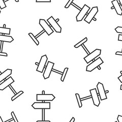 Fototapeta premium Crossroad signpost icon in flat style. Road direction vector illustration on white isolated background. Roadsign seamless pattern business concept.