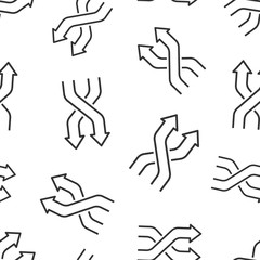 Crossroad icon in flat style. Road direction navigation vector illustration on white isolated background. Locate pin position seamless pattern business concept.