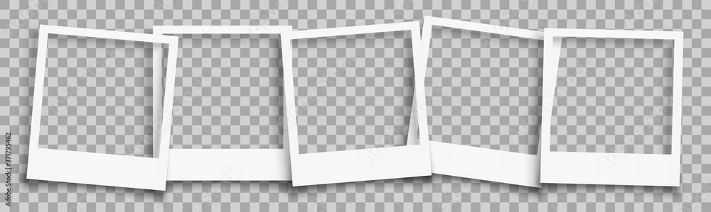 Poster group empty white photo frame with shadows - stock vector