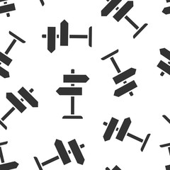 Crossroad signpost icon in flat style. Road direction vector illustration on white isolated background. Roadsign seamless pattern business concept.