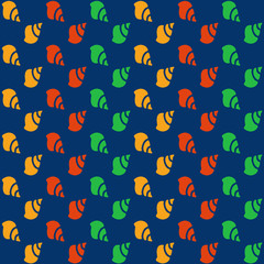 Multicolored seashell with red blue green yellow repeat pattern