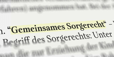 Gemeinsames Sorgerecht im Buch mit Textmarker markiert