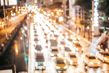 Beautiful colorful light car traffic on street in the city for background, blur concept.
