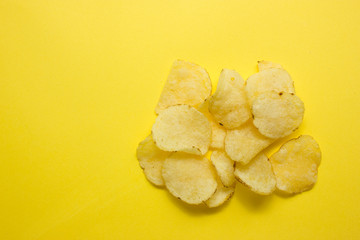 some potato chips on a yellow background