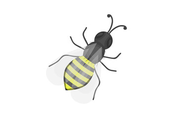 Vector isolated cartoon bee on white background.