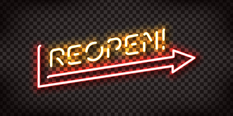 Obraz premium Vector realistic isolated neon sign of Reopen for decoration and covering on the transparent background. 