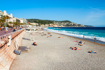 Fototapeta na wymiar Plage Blue Beach in Nice, France