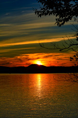 Fototapeta na wymiar Peaceful Sunset on Back Lake