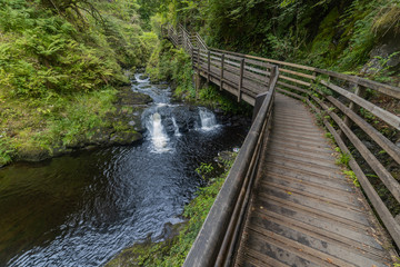 Fototapeta premium Glenariff waterfall boardwalk, Glenariff River, Glenariff forest Park, Causeway Coast and Glens, County Antrim, Northern Ireland