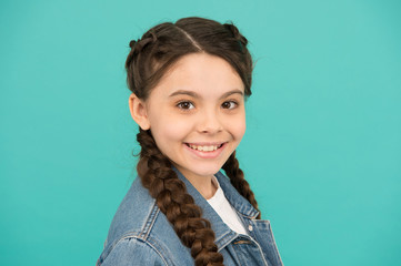Fototapeta premium Smiling teen girl with beautiful healthy smile, natural beauty concept