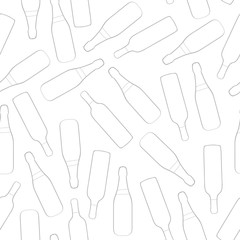 Bottle seamless pattern. Outline bottle alcohol. Seamless pattern bottle. Hand drawing alcohol bottle. Vector illustration wine and champagne. Alcohol card. Champagne outline. Wine outline. Alcohol.