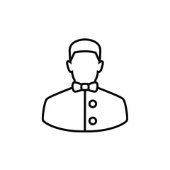Waiter thin icon isolated on white background, simple line icon for your work.
