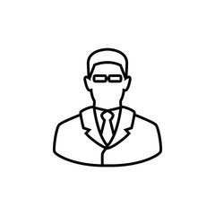 Business man thin icon isolated on white background, simple line icon for your work.