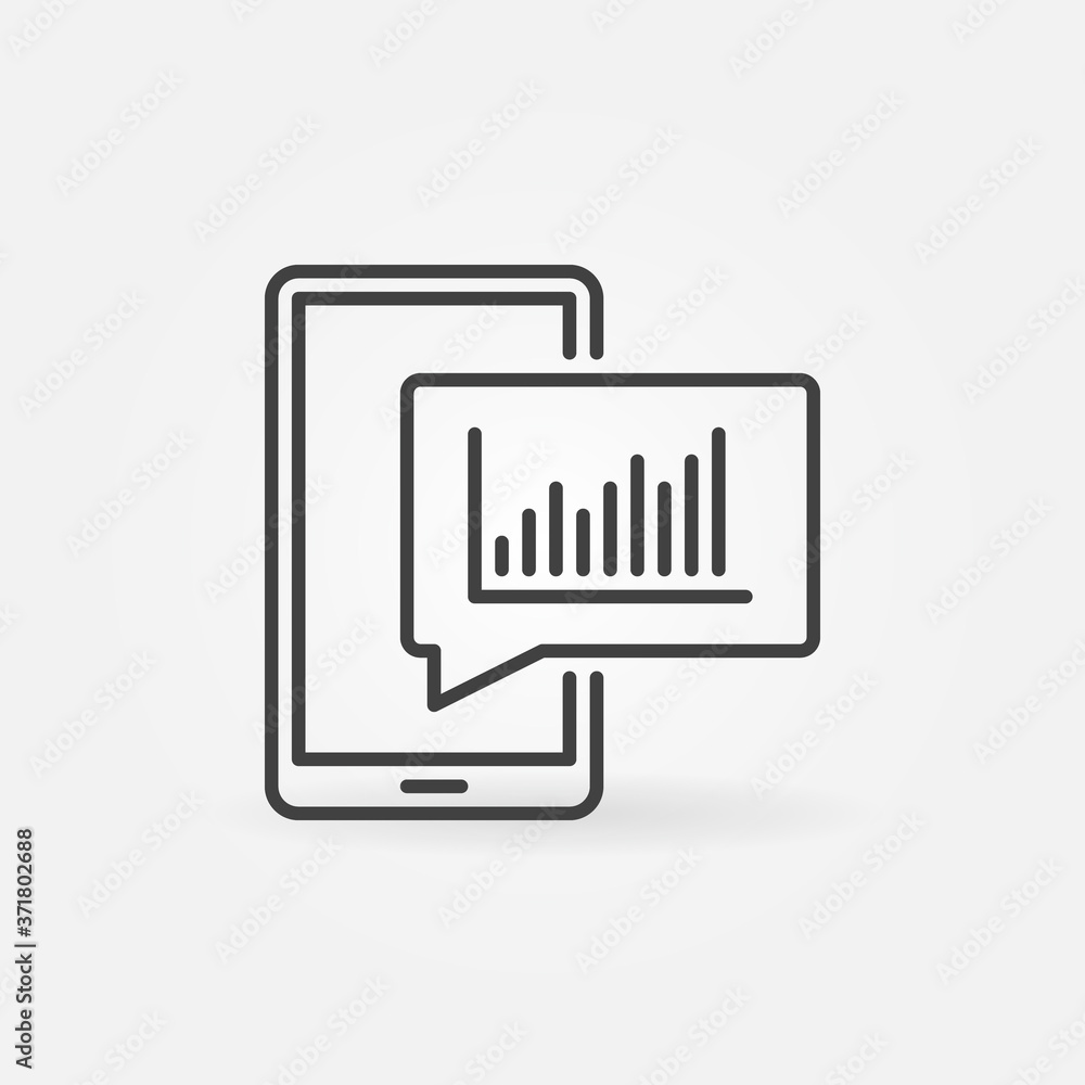 Poster smartphone and speech bubble with graph outline vector concept icon or design element