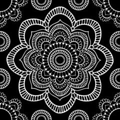 seamless pattern, abstraction in monochrome colors, mandala, ornament for wallpaper and fabric, wrapping paper, background for different designs