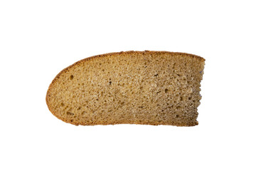 Piece of rye bread isolated on white background