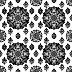 seamless pattern, abstraction in monochrome colors, mandala, ornament for wallpaper and fabric, wrapping paper, background for different designs