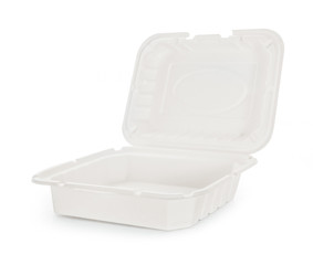 Paper food box on white background.