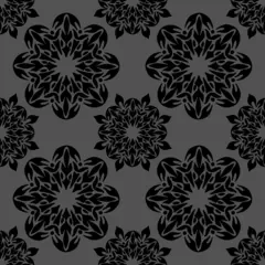 Foto op Canvas seamless pattern, abstraction in monochrome colors, mandala, ornament for wallpaper and fabric, wrapping paper, background for different designs © Halyna