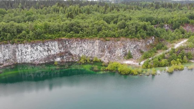 Abandoned marble quarry Ruskeala (Republic of Karelia, Russia) aerial view