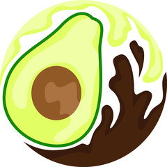 Vector Design of an Avocado Logo in Brown and Green
