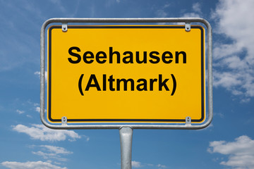 Obraz premium Ortstafel Seehausen (Altmark)
