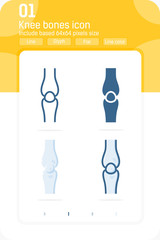 Knee bones vector icon illustration logo template isolated on white background. Bone, joint, knee, femur, leg, patella, spine icon with multiple style for web design, logo, ui, ux and mobile apps
