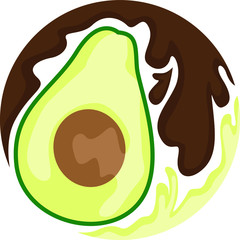 Vector Design of an Avocado Logo in Brown and Green