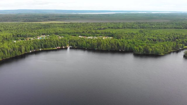 Lake Sandal (Republic of Karelia, Russia) aerial view, drone footage