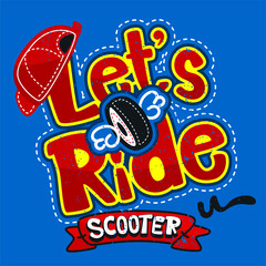 Kids shirt graphic design of scooter rider isolated on blue background illustration vector.
